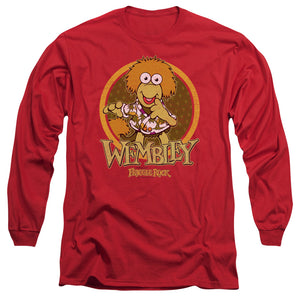 AN OFFCIALLY LICENSED FRAGGLE ROCK WEMBLEY CIRCLE MEN'S LONG SLEEVE T-SHIRT RED