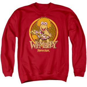AN OFFCIALLY LICENSED FRAGGLE ROCK WEMBLEY CIRCLE ADULT UNISEX CREWNECK SWEATSHIRT RED