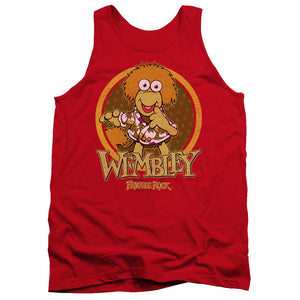 AN OFFCIALLY LICENSED FRAGGLE ROCK WEMBLEY CIRCLE ADULT UNISEX TANK TOP RED