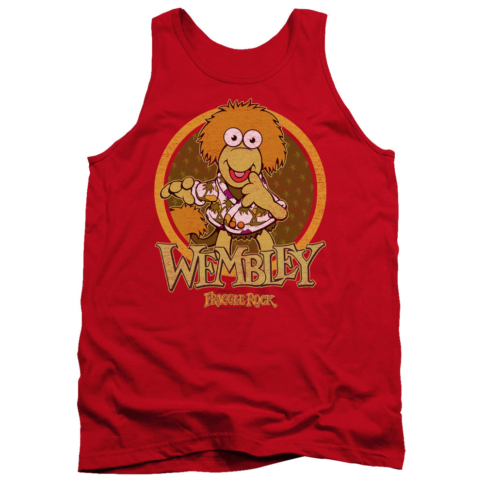 AN OFFCIALLY LICENSED FRAGGLE ROCK WEMBLEY CIRCLE ADULT UNISEX TANK TOP RED