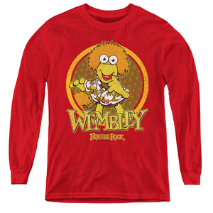 AN OFFCIALLY LICENSED FRAGGLE ROCK WEMBLEY CIRCLE YOUTH LONG SLEEVE T-SHIRT RED
