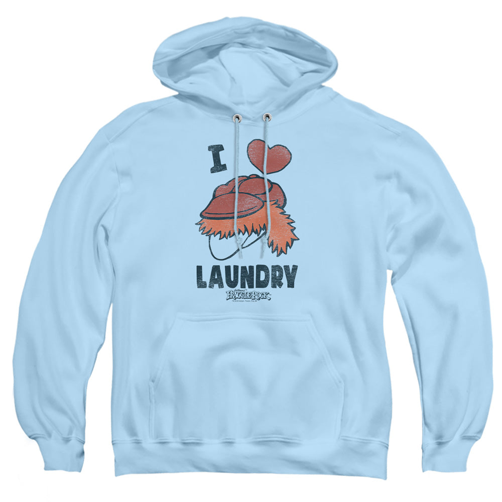 AN OFFCIALLY LICENSED FRAGGLE ROCK LAUNDRY LOVER ADULT UNISEX PULLOVER HOODIE LIGHT BLUE