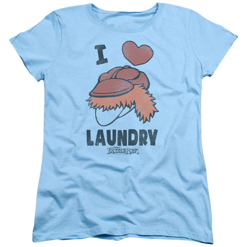 AN OFFCIALLY LICENSED FRAGGLE ROCK LAUNDRY LOVER WOMEN'S REGULAR FIT T-SHIRT LIGHT BLUE