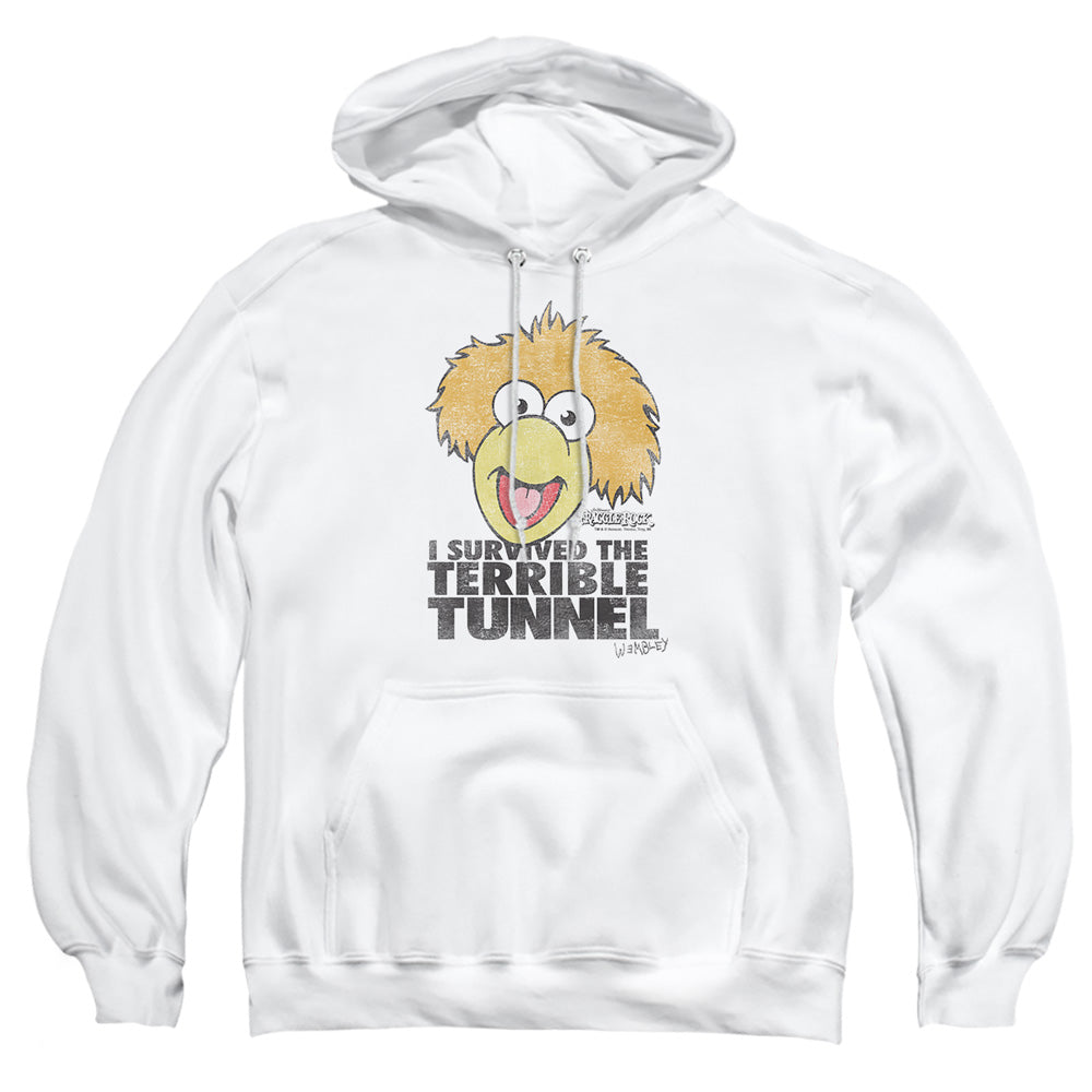 AN OFFCIALLY LICENSED FRAGGLE ROCK TERRIBLE TUNNEL ADULT UNISEX PULLOVER HOODIE WHITE