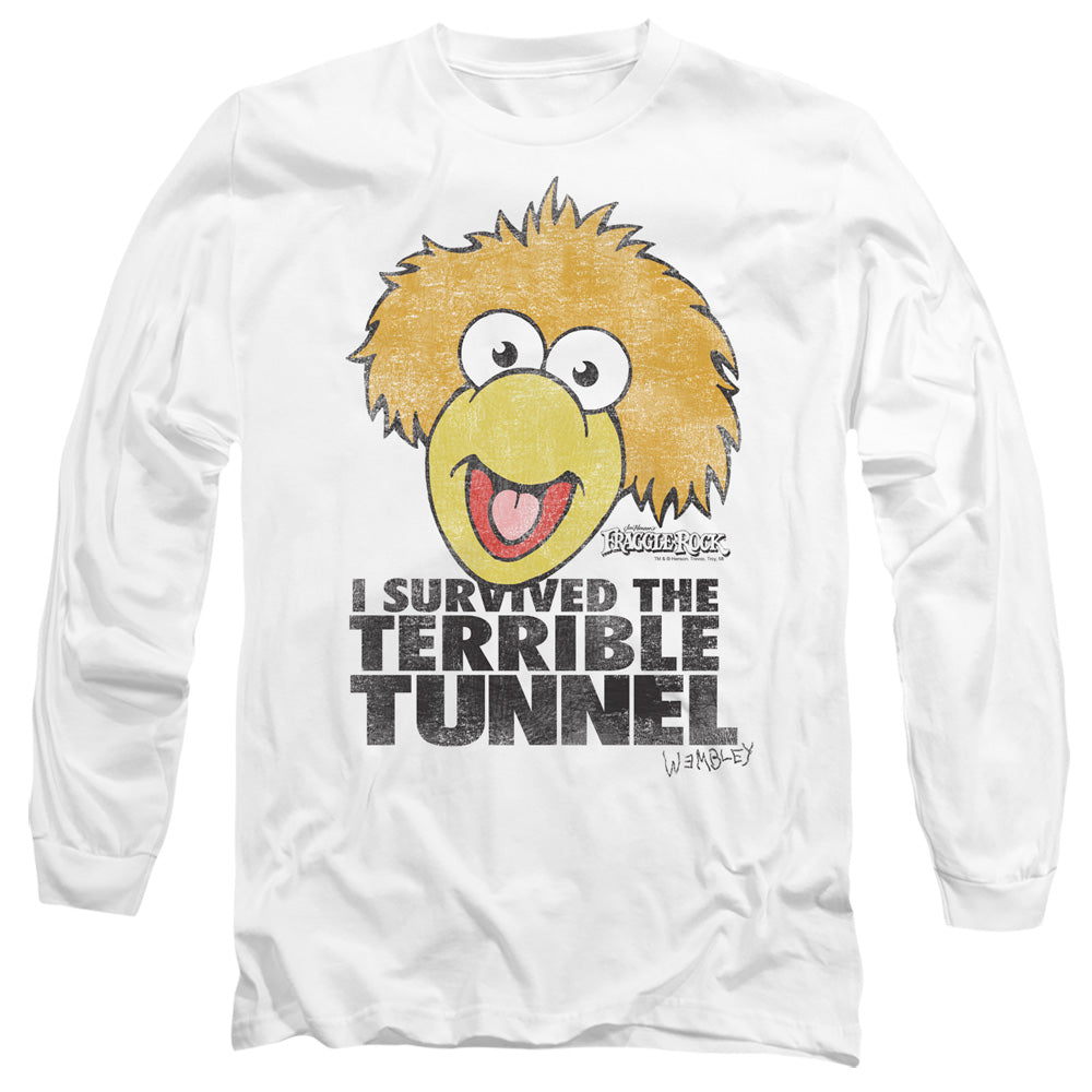 AN OFFCIALLY LICENSED FRAGGLE ROCK TERRIBLE TUNNEL MEN'S LONG SLEEVE T-SHIRT WHITE