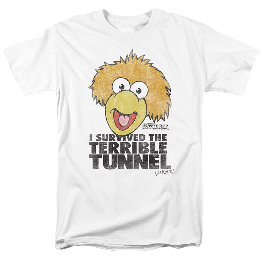 AN OFFCIALLY LICENSED FRAGGLE ROCK TERRIBLE TUNNEL MEN'S REGULAR FIT T-SHIRT WHITE