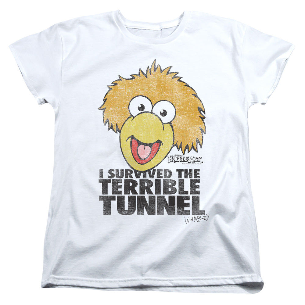 AN OFFCIALLY LICENSED FRAGGLE ROCK TERRIBLE TUNNEL WOMEN'S REGULAR FIT T-SHIRT WHITE