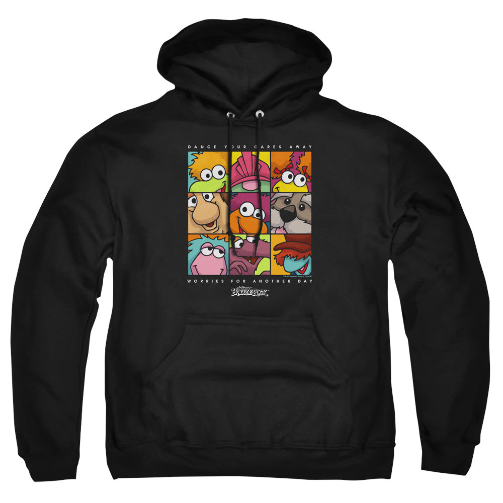 AN OFFCIALLY LICENSED FRAGGLE ROCK SQUARED ADULT UNISEX PULLOVER HOODIE BLACK