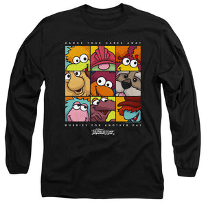 AN OFFCIALLY LICENSED FRAGGLE ROCK SQUARED MEN'S LONG SLEEVE T-SHIRT BLACK
