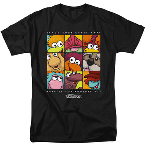 AN OFFCIALLY LICENSED FRAGGLE ROCK SQUARED MEN'S REGULAR FIT T-SHIRT BLACK