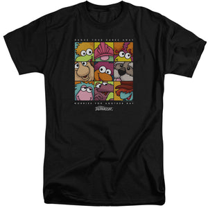 AN OFFCIALLY LICENSED FRAGGLE ROCK SQUARED MEN'S TALL FIT T-SHIRT BLACK