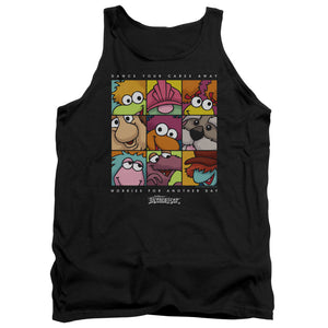 AN OFFCIALLY LICENSED FRAGGLE ROCK SQUARED ADULT UNISEX TANK TOP BLACK