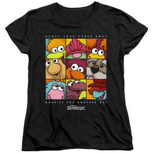 AN OFFCIALLY LICENSED FRAGGLE ROCK SQUARED WOMEN'S REGULAR FIT T-SHIRT BLACK