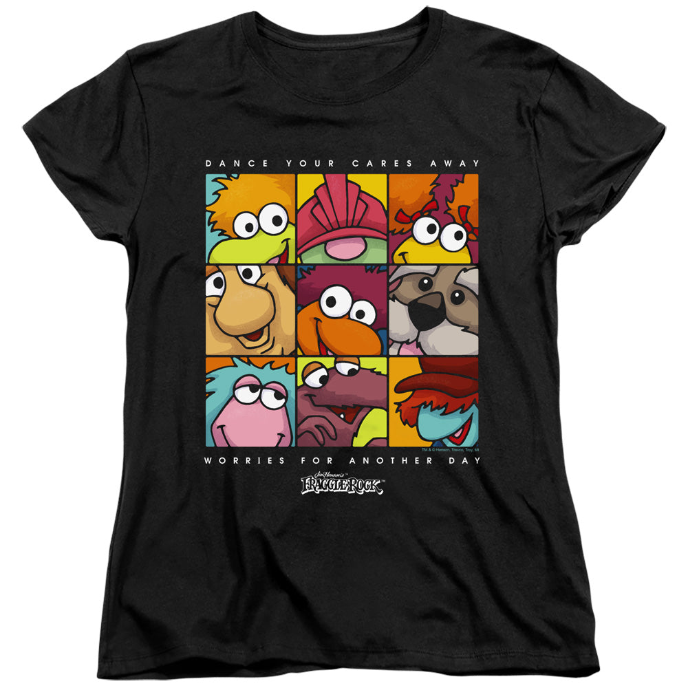 AN OFFCIALLY LICENSED FRAGGLE ROCK SQUARED WOMEN'S REGULAR FIT T-SHIRT BLACK