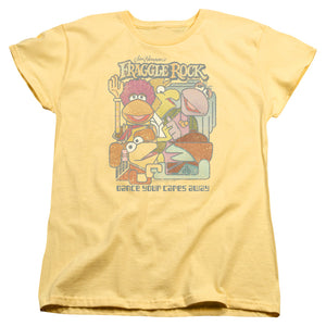 AN OFFCIALLY LICENSED FRAGGLE ROCK FRAGGLE ABSTRACT WOMEN'S REGULAR FIT T-SHIRT BANANA