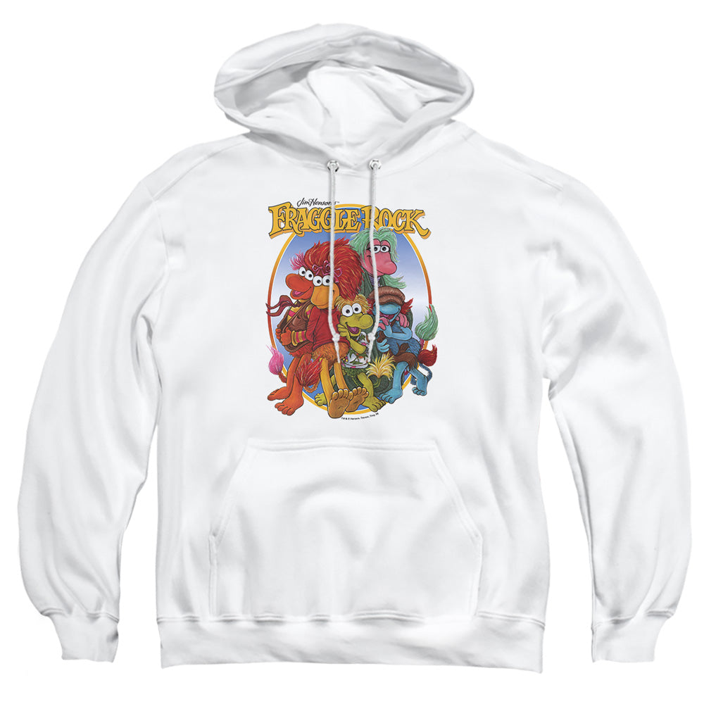 AN OFFCIALLY LICENSED FRAGGLE ROCK GROUP HUG ADULT UNISEX PULLOVER HOODIE WHITE