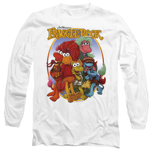 AN OFFCIALLY LICENSED FRAGGLE ROCK GROUP HUG MEN'S LONG SLEEVE T-SHIRT WHITE