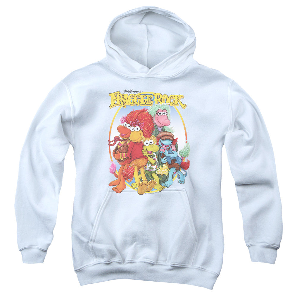 AN OFFCIALLY LICENSED FRAGGLE ROCK GROUP HUG YOUTH HOODIE WHITE