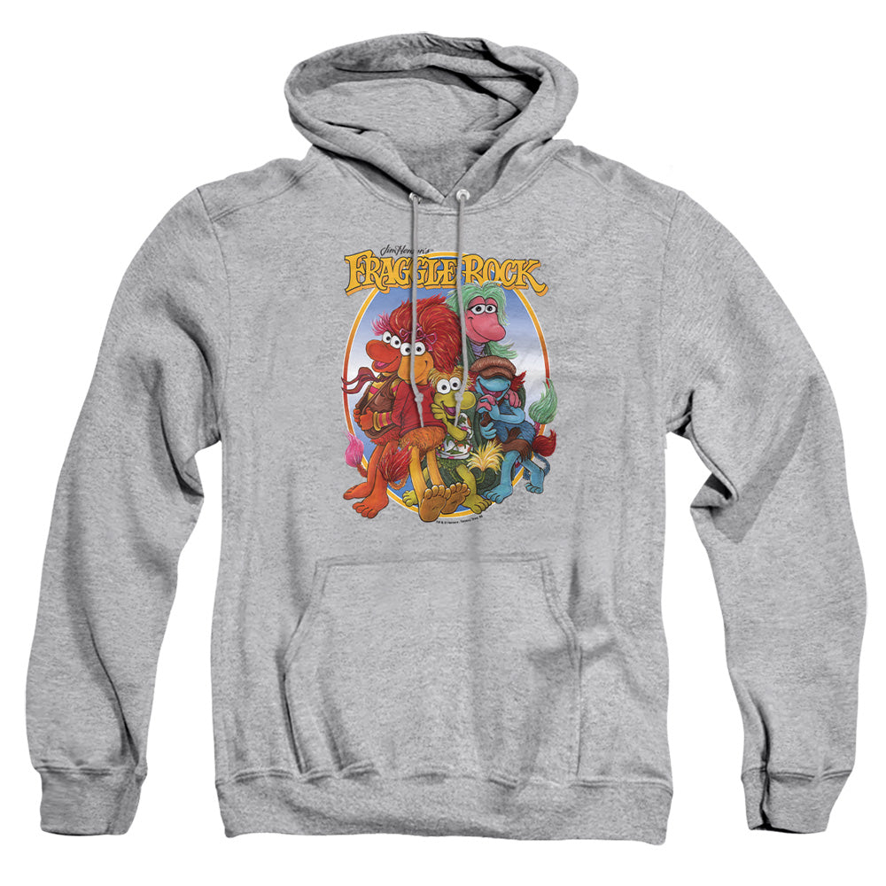 AN OFFCIALLY LICENSED FRAGGLE ROCK GROUP HUG ADULT UNISEX PULLOVER HOODIE ATHLETIC HEATHER