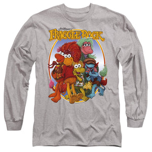 AN OFFCIALLY LICENSED FRAGGLE ROCK GROUP HUG MEN'S LONG SLEEVE T-SHIRT ATHLETIC HEATHER