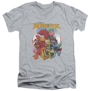 AN OFFCIALLY LICENSED FRAGGLE ROCK GROUP HUG MEN'S V-NECK T-SHIRT ATHLETIC HEATHER