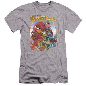 AN OFFCIALLY LICENSED FRAGGLE ROCK GROUP HUG MEN'S PREMIUM SLIM FIT T-SHIRT ATHLETIC HEATHER