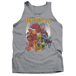 AN OFFCIALLY LICENSED FRAGGLE ROCK GROUP HUG ADULT UNISEX TANK TOP ATHLETIC HEATHER