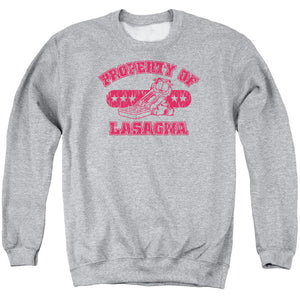 AN OFFCIALLY LICENSED GARFIELD PROPERTY OF LASAGNA ADULT UNISEX CREWNECK SWEATSHIRT ATHLETIC HEATHER