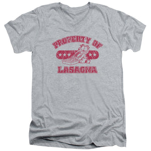 AN OFFCIALLY LICENSED GARFIELD PROPERTY OF LASAGNA MEN'S V-NECK T-SHIRT ATHLETIC HEATHER