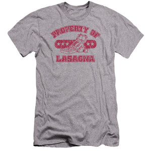 AN OFFCIALLY LICENSED GARFIELD PROPERTY OF LASAGNA MEN'S PREMIUM SLIM FIT T-SHIRT ATHLETIC HEATHER