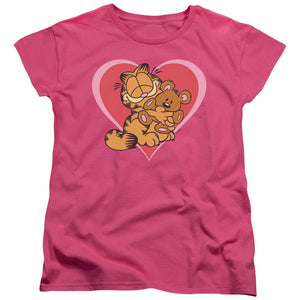 AN OFFCIALLY LICENSED GARFIELD CUTE NCUDDLY WOMEN'S REGULAR FIT T-SHIRT HOT PINK