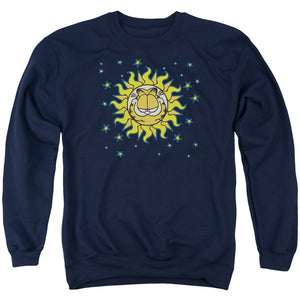 AN OFFCIALLY LICENSED GARFIELD CELESTIAL ADULT UNISEX CREWNECK SWEATSHIRT NAVY