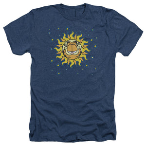 AN OFFCIALLY LICENSED GARFIELD CELESTIAL MEN'S HEATHER T-SHIRT NAVY
