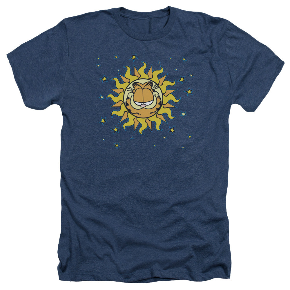 AN OFFCIALLY LICENSED GARFIELD CELESTIAL MEN'S HEATHER T-SHIRT NAVY