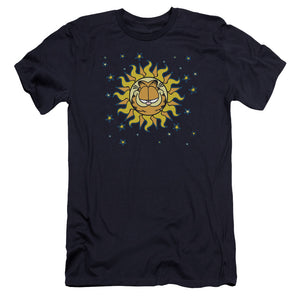AN OFFCIALLY LICENSED GARFIELD CELESTIAL MEN'S PREMIUM SLIM FIT T-SHIRT NAVY