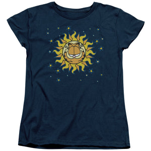 AN OFFCIALLY LICENSED GARFIELD CELESTIAL WOMEN'S REGULAR FIT T-SHIRT NAVY