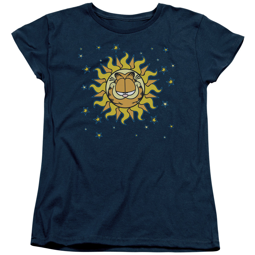 AN OFFCIALLY LICENSED GARFIELD CELESTIAL WOMEN'S REGULAR FIT T-SHIRT NAVY