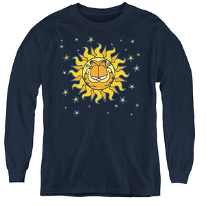 AN OFFCIALLY LICENSED GARFIELD CELESTIAL YOUTH LONG SLEEVE T-SHIRT NAVY