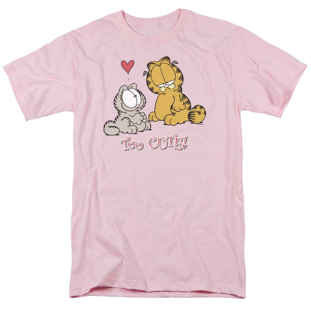 AN OFFCIALLY LICENSED GARFIELD TOO CUTE MEN'S REGULAR FIT T-SHIRT PINK