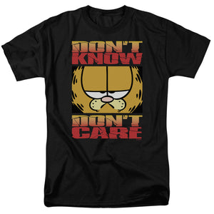 AN OFFCIALLY LICENSED GARFIELD DONT KNOW DONT CARE MEN'S REGULAR FIT T-SHIRT BLACK