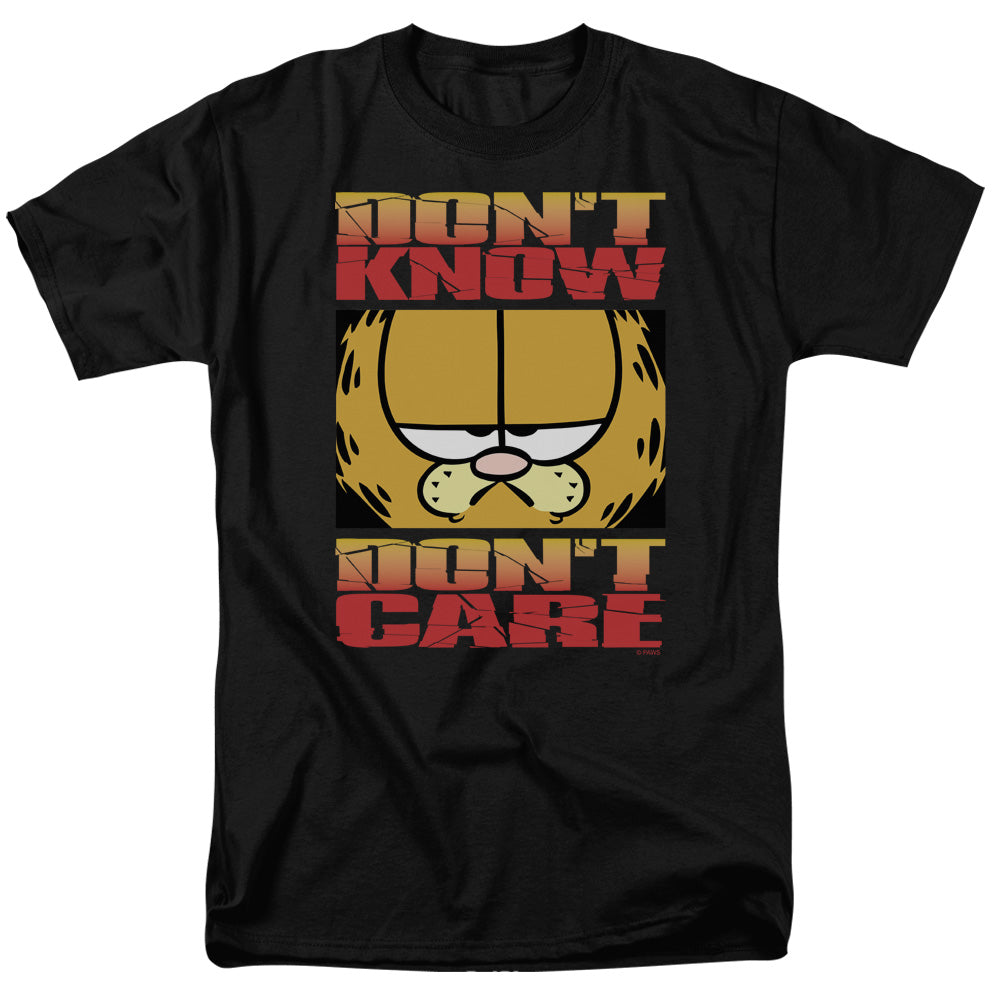 AN OFFCIALLY LICENSED GARFIELD DONT KNOW DONT CARE MEN'S REGULAR FIT T-SHIRT BLACK