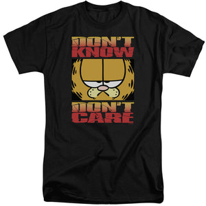 AN OFFCIALLY LICENSED GARFIELD DONT KNOW DONT CARE MEN'S TALL FIT T-SHIRT BLACK