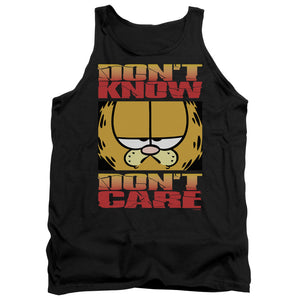 AN OFFCIALLY LICENSED GARFIELD DONT KNOW DONT CARE ADULT UNISEX TANK TOP BLACK