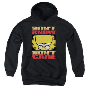 AN OFFCIALLY LICENSED GARFIELD DONT KNOW DONT CARE YOUTH HOODIE BLACK