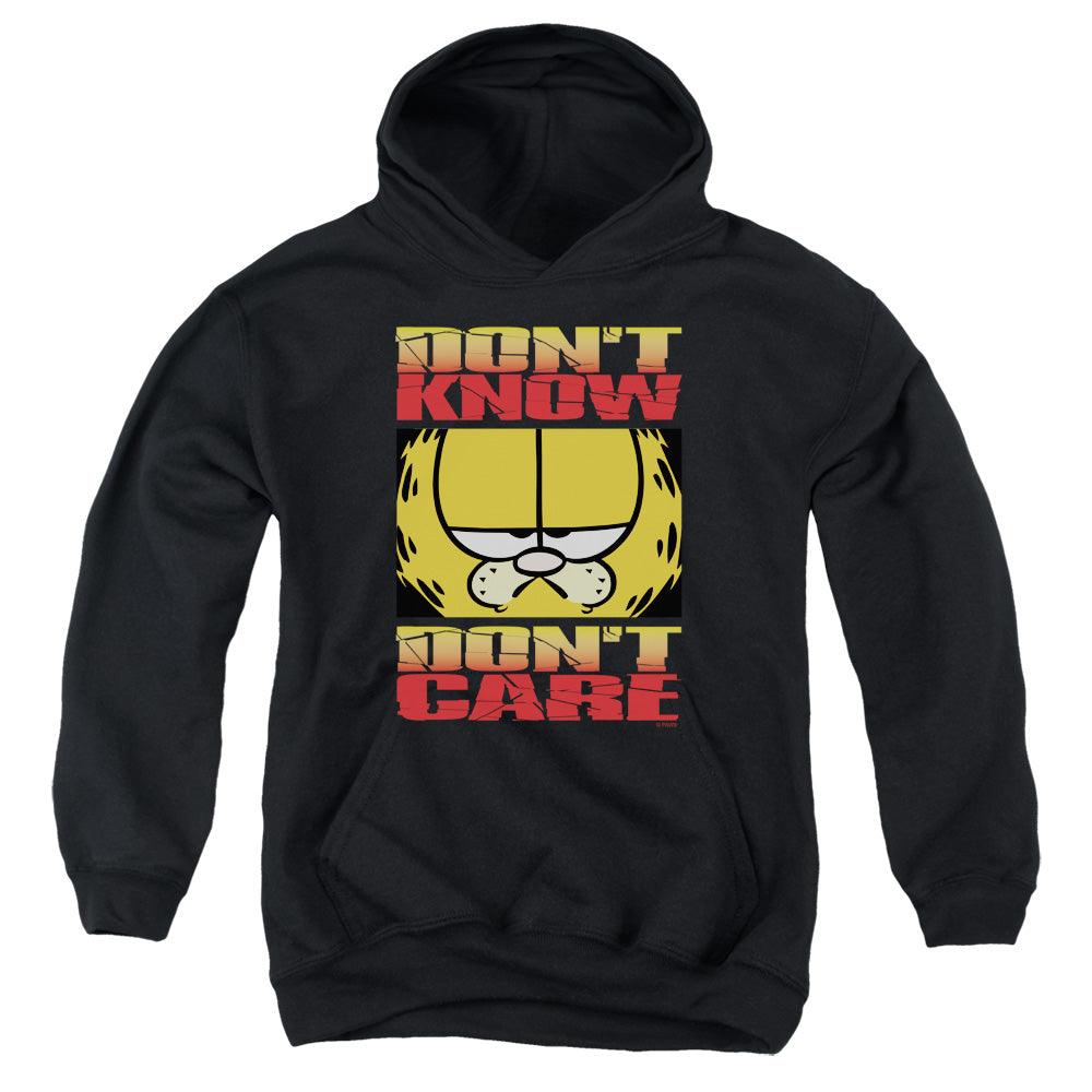 AN OFFCIALLY LICENSED GARFIELD DONT KNOW DONT CARE YOUTH HOODIE BLACK