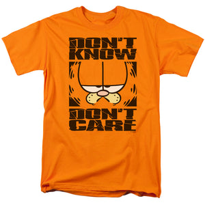 AN OFFCIALLY LICENSED GARFIELD DONT KNOW DONT CARE MEN'S REGULAR FIT T-SHIRT ORANGE