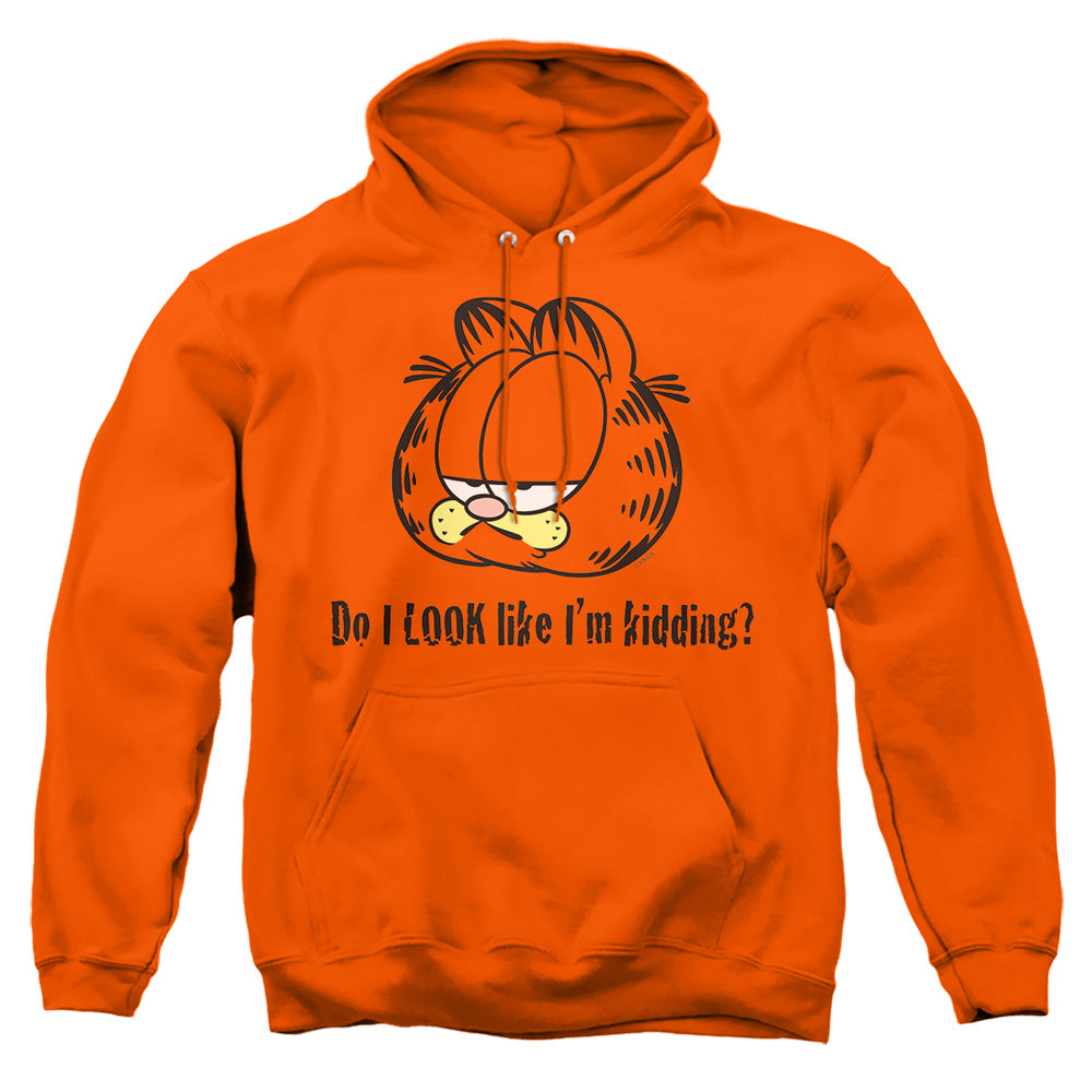 AN OFFCIALLY LICENSED GARFIELD DO I LOOK LIKE IM KIDDING ADULT UNISEX PULLOVER HOODIE ORANGE