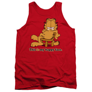 AN OFFCIALLY LICENSED GARFIELD HAPPY FACE ADULT UNISEX TANK TOP RED