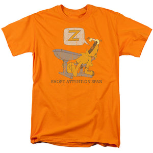 AN OFFCIALLY LICENSED GARFIELD ATTENTION SPAN MEN'S REGULAR FIT T-SHIRT ORANGE