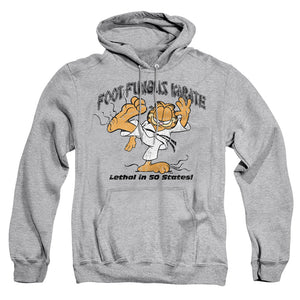 AN OFFCIALLY LICENSED GARFIELD FOOT FUNGUS KARATE ADULT UNISEX PULLOVER HOODIE ATHLETIC HEATHER